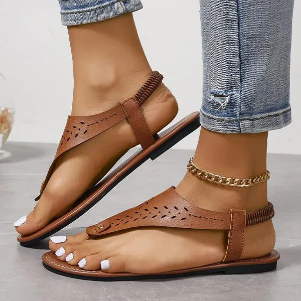 Women's Casual Flat-Soled Hollow Roman Sandals 18736239S