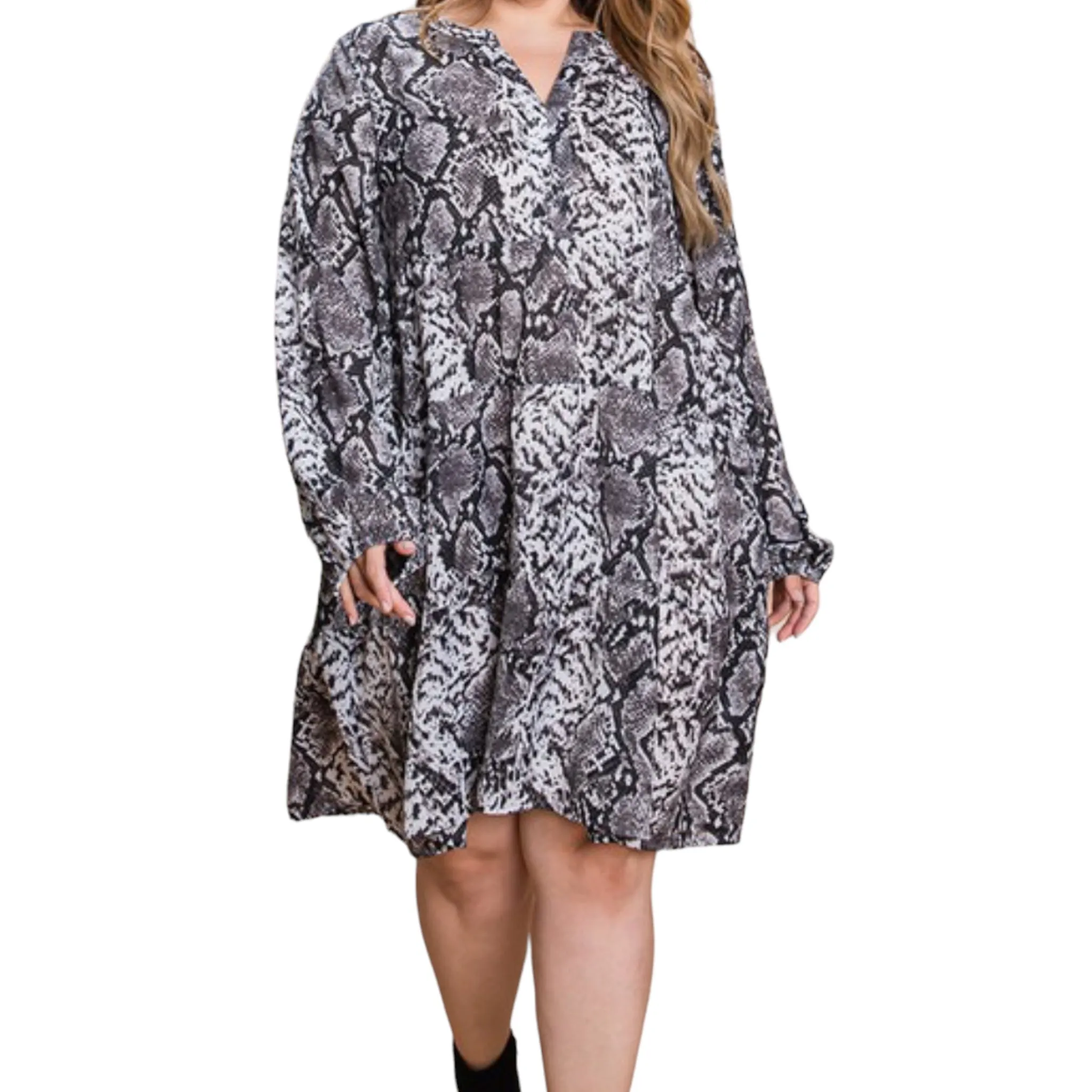 Women’s Plus Size Snakeskin Tiered Dress