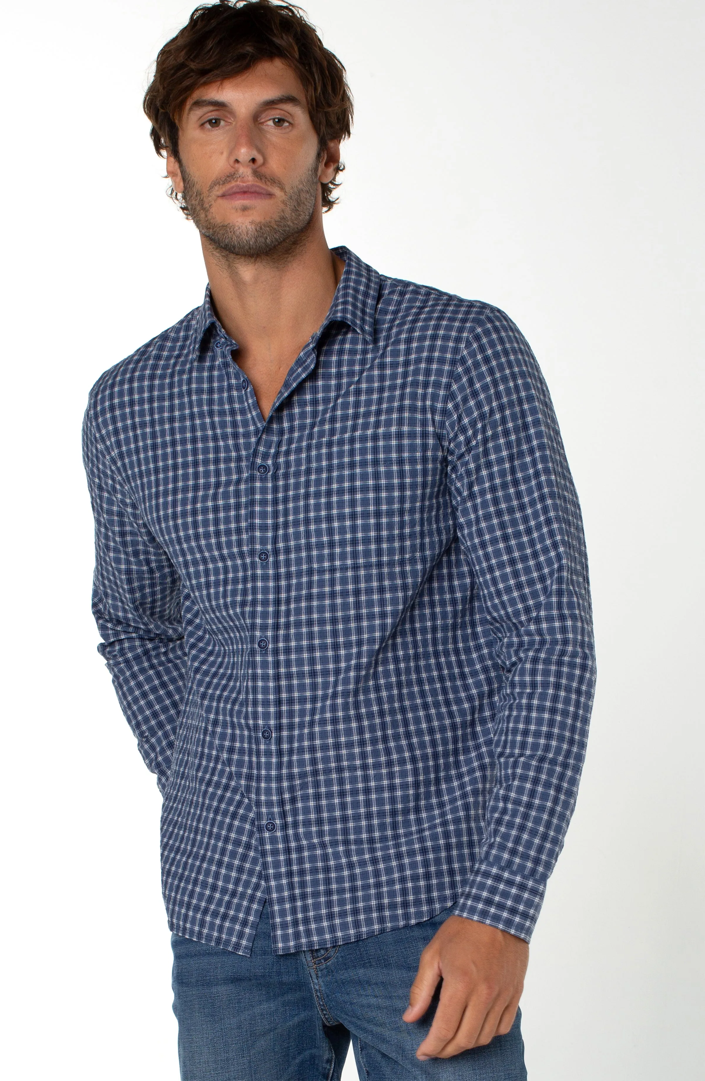 WOVEN BUTTON UP SHIRT