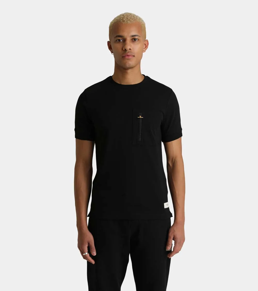 Zip Pocket T-Shirt | Black AHTA231-08